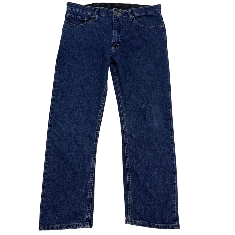 Wrangler Regular Fit Jeans Mens 34x29 Dark Blue Comfort Flex Waistband 96CFMSW